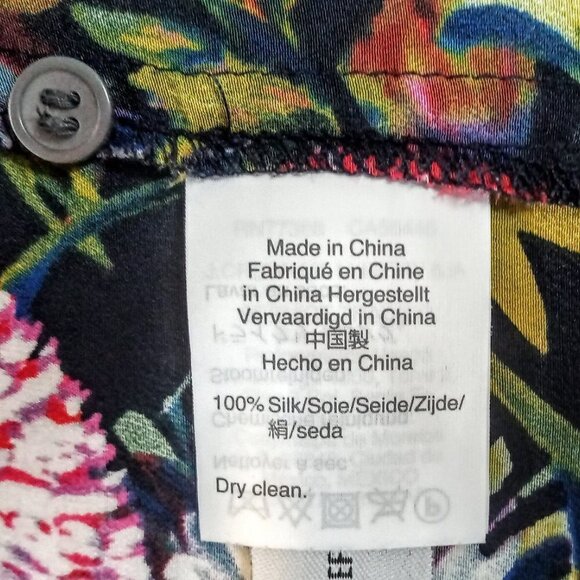 J Crew Black Floral Pleat Front Pure Silk LS Top - Picture 5 of 5